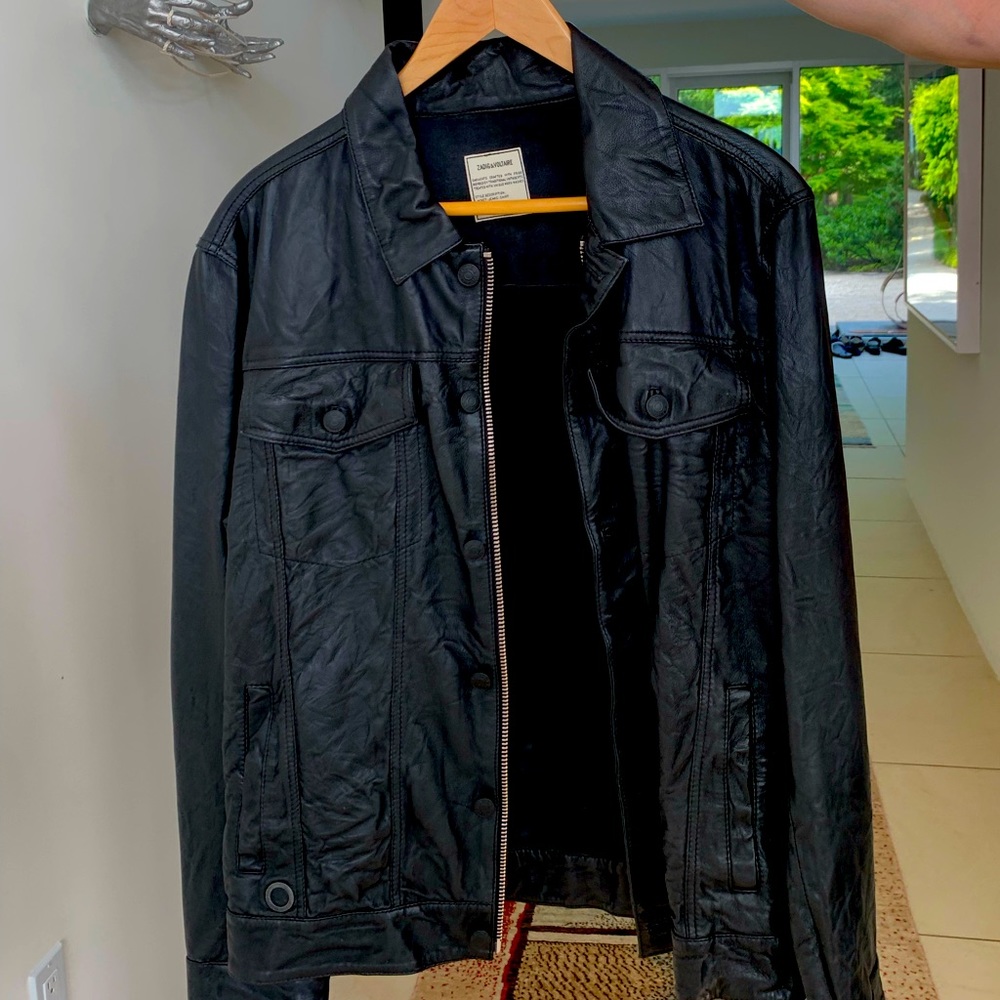 Zadig & Voltaire leather bomber coat